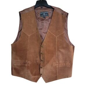 Expressions Contemporary Mens Brown Suede Leather Vest XL Western Cowboy